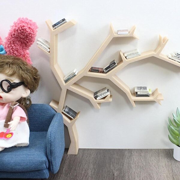 Libreria Miniatura Albero per Casa delle Bambole 1/12, Mobili in Legno e PLA