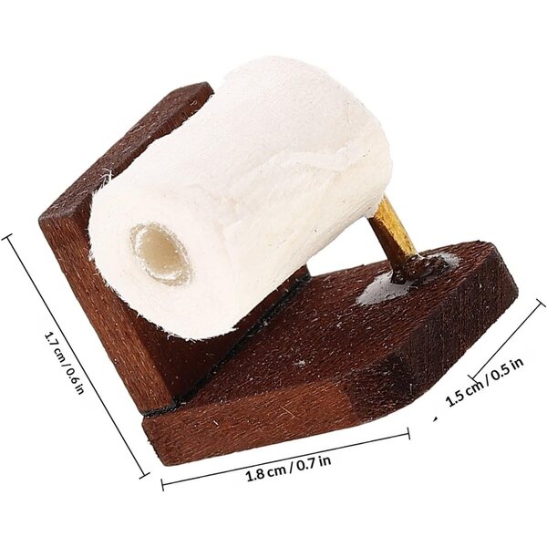 Mini Rotolo Carta Igienica in Legno e Metallo per Casa delle Bambole 1:12
