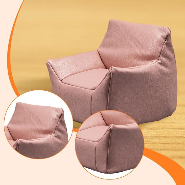 Miniatur-Sofa-Sessel aus realistischem PU für Puppenhaus 1:12 Rosa