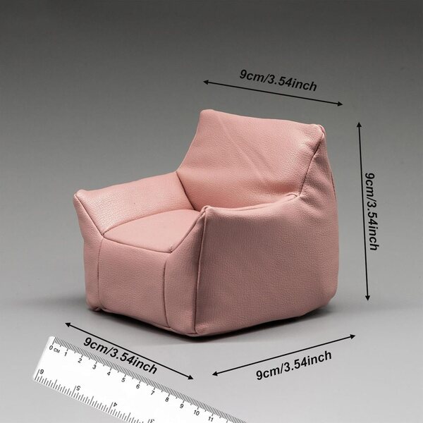 Miniatur-Sofa-Sessel aus realistischem PU für Puppenhaus 1:12 Rosa