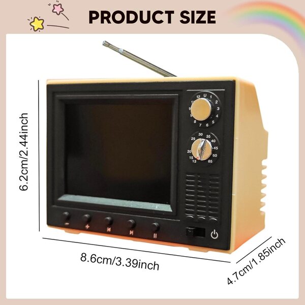 Oshhni Mini Televisore 1/12 per Casa delle Bambole con Schermo LED e Ricarica USB