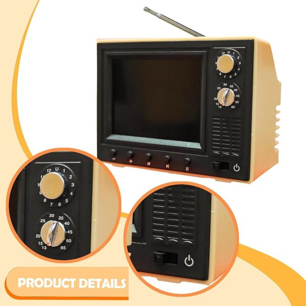 Oshhni Mini Televisore 1/12 per Casa delle Bambole con Schermo LED e Ricarica USB