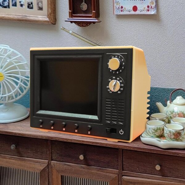 Oshhni Mini Televisore 1/12 per Casa delle Bambole con Schermo LED e Ricarica USB