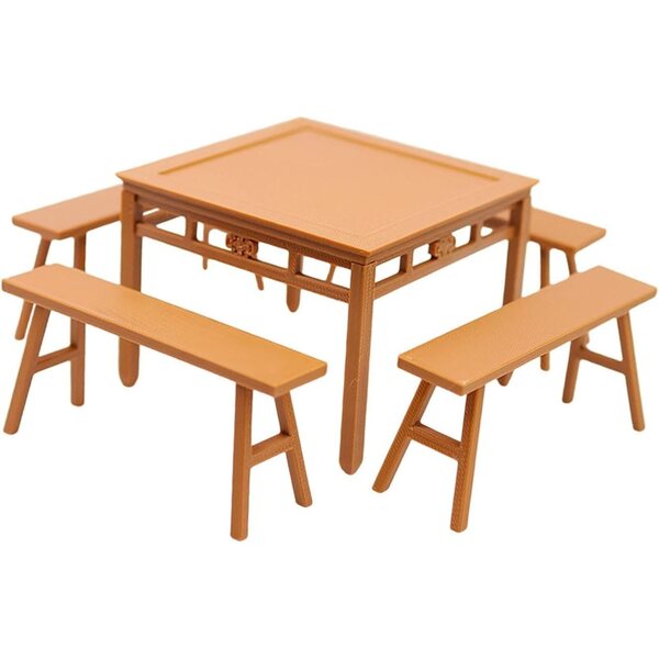Oshhni Vintage Puppenhaus-Miniaturmöbel-Set mit PLA-Tisch und Bänken