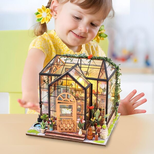 Casa delle Bambole in Legno 7,87" - Mini Kit di Assemblaggio Mobili, Decorazione Unica