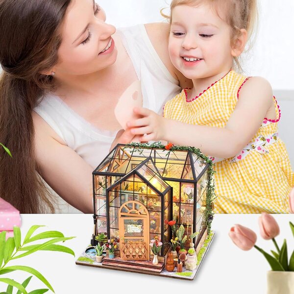 Casa delle Bambole in Legno 7,87" - Mini Kit di Assemblaggio Mobili, Decorazione Unica