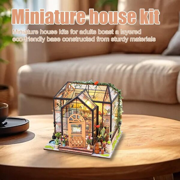 Casa delle Bambole in Legno 7,87" - Mini Kit di Assemblaggio Mobili, Decorazione Unica