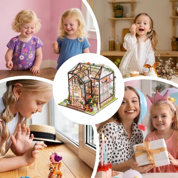Casa delle Bambole in Legno 7,87" - Mini Kit di Assemblaggio Mobili, Decorazione Unica