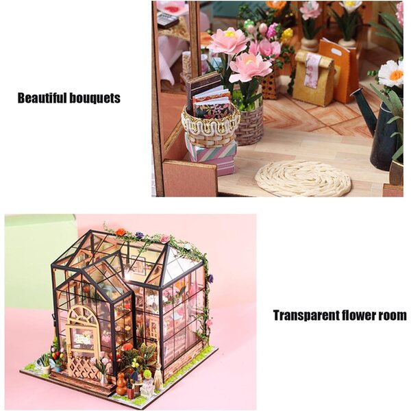 Casa delle Bambole in Legno 7,87" - Mini Kit di Assemblaggio Mobili, Decorazione Unica