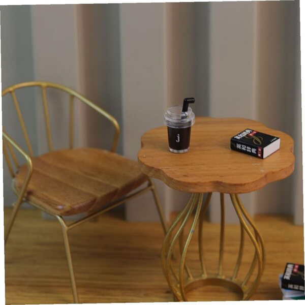 ORFOFE Mini Tavolino Laterale in Legno per Case delle Bambole, Decorazione Realistica
