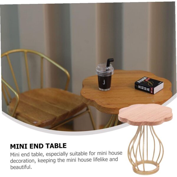 ORFOFE Mini Tavolino Laterale in Legno per Case delle Bambole, Decorazione Realistica