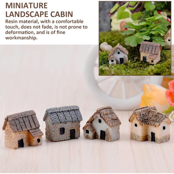 12 mini case in resina per giardini fatati, bonsai e micro paesaggi | Set resistente e dettagliato