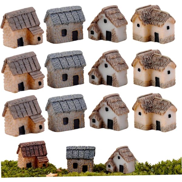 12 mini case in resina per giardini fatati, bonsai e micro paesaggi | Set resistente e dettagliato