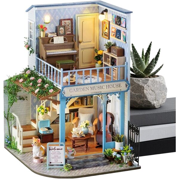 Kit Casa Bambole Miniatura in Legno con Copertura Anti Polvere, Design Innovativo e Facile da Usare
