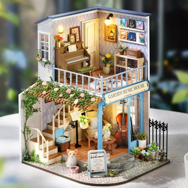 Kit Casa Bambole Miniatura in Legno con Copertura Anti Polvere, Design Innovativo e Facile da Usare