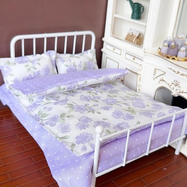 Set Biancheria Letto 1:12 per Casa delle Bambole con Lenzuola e Cuscino Morbido