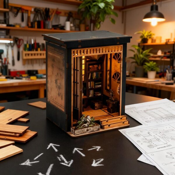 Kit Casa in Miniatura in Legno Stile Giapponese per Decorazione e Fai-da-Te