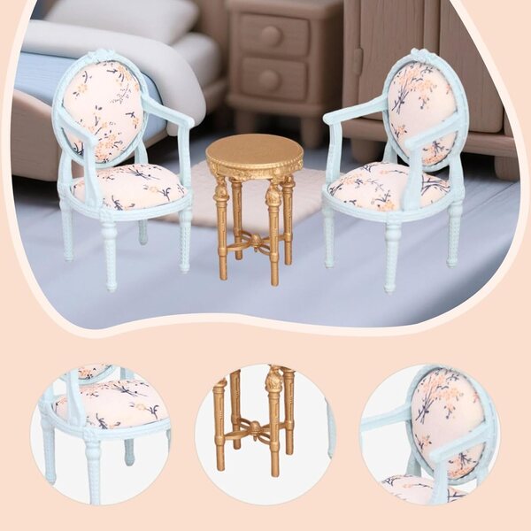 Miniatura Sedia Casa delle Bambole 1:12 in Resina Blu con Schienale Alto