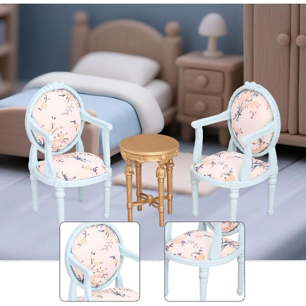 Miniatura Sedia Casa delle Bambole 1:12 in Resina Blu con Schienale Alto