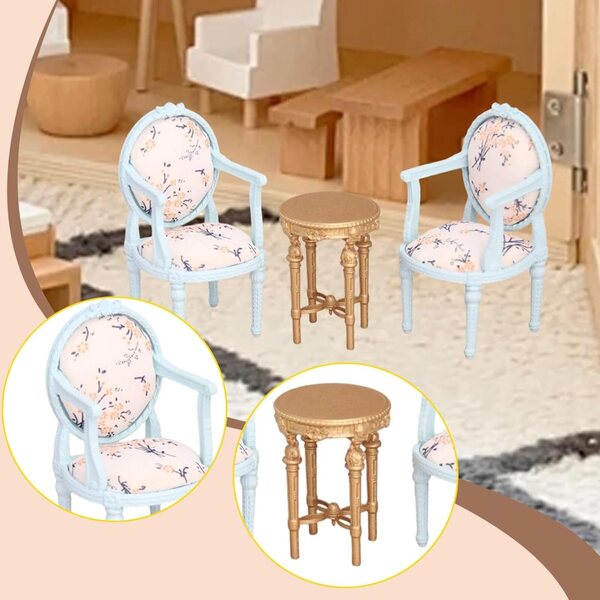 Miniatura Sedia Casa delle Bambole 1:12 in Resina Blu con Schienale Alto