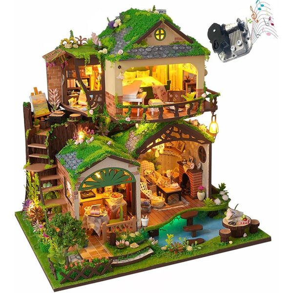 DIY-Miniaturhaus-Bausatz mit Musikbewegung für Erwachsene, detaillierte Loft-Dekoration
