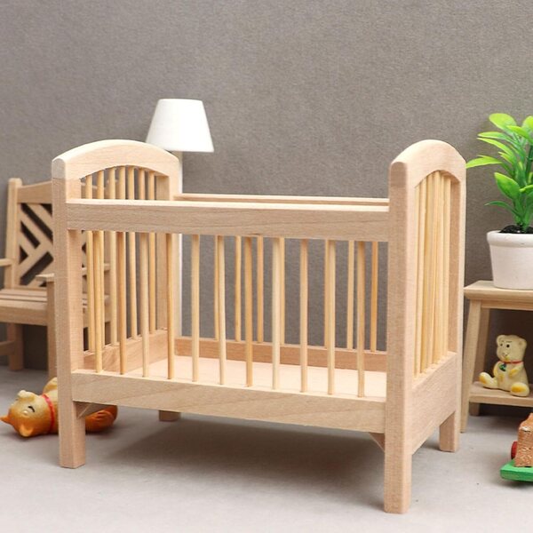 Lettino Miniatura Casa delle Bambole 1:12 Baby Presepe in Legno Vintage Gissroys