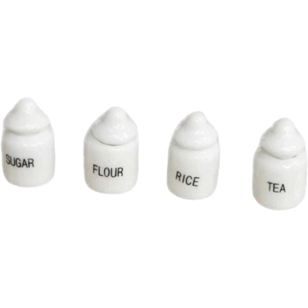 Oshhni 4X mini barattoli spezie in ceramica per case delle bambole 1:12, bianchi