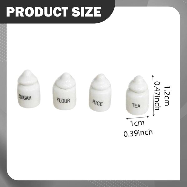 Oshhni 4X mini barattoli spezie in ceramica per case delle bambole 1:12, bianchi