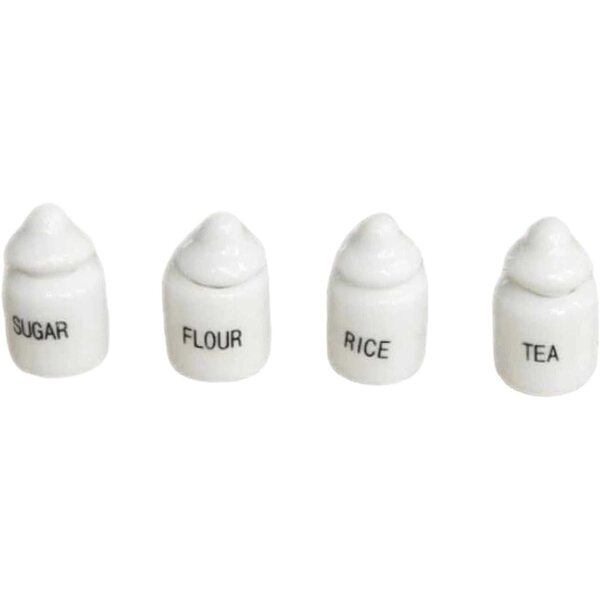Oshhni 4X mini barattoli spezie in ceramica per case delle bambole 1:12, bianchi