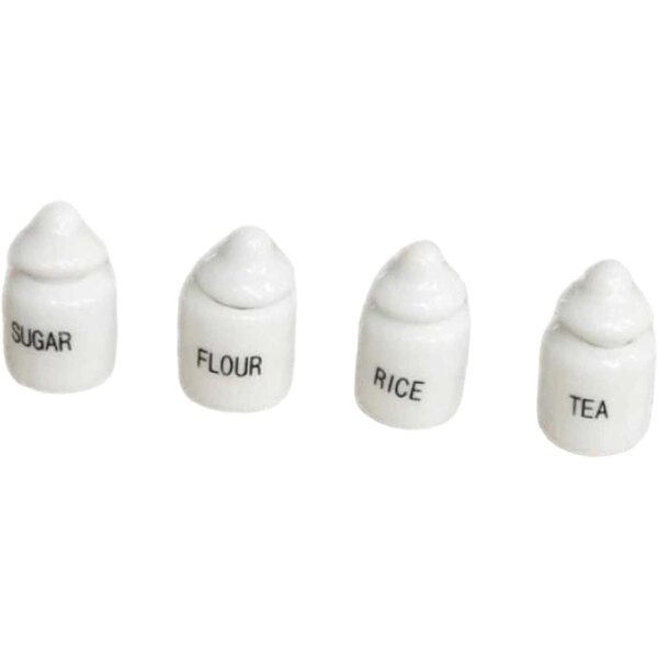 Oshhni 4X mini barattoli spezie in ceramica per case delle bambole 1:12, bianchi