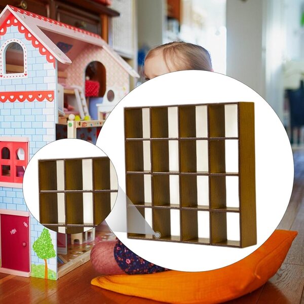 Milageto Mini Libreria in Legno 16 Scomparti per Case delle Bambole 1/12