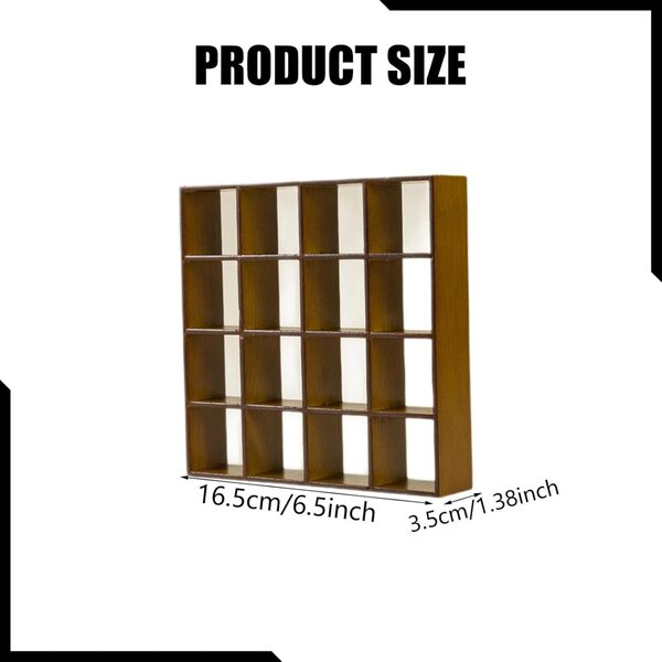 Milageto Mini Libreria in Legno 16 Scomparti per Case delle Bambole 1/12