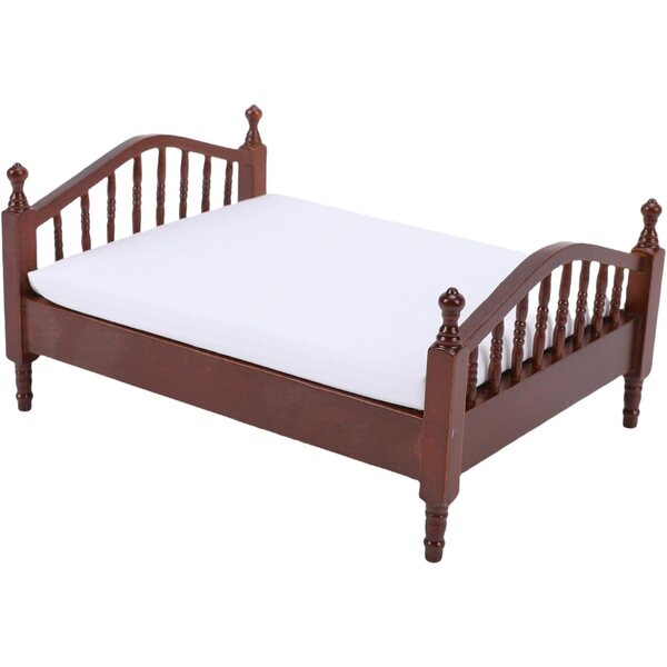 Bewinner Letto Miniatura in Legno per Casa delle Bambole Scala 1:12, Design Vintage