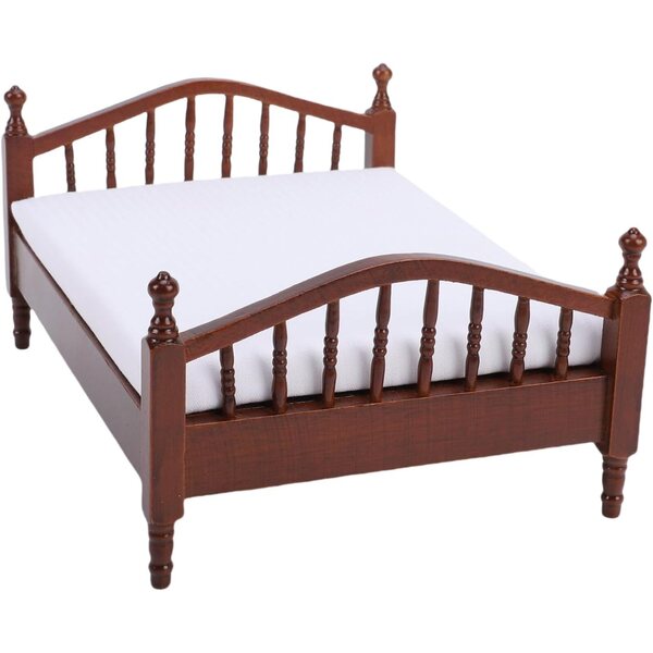 Bewinner Letto Miniatura in Legno per Casa delle Bambole Scala 1:12, Design Vintage