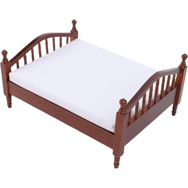 Bewinner Letto Miniatura in Legno per Casa delle Bambole Scala 1:12, Design Vintage