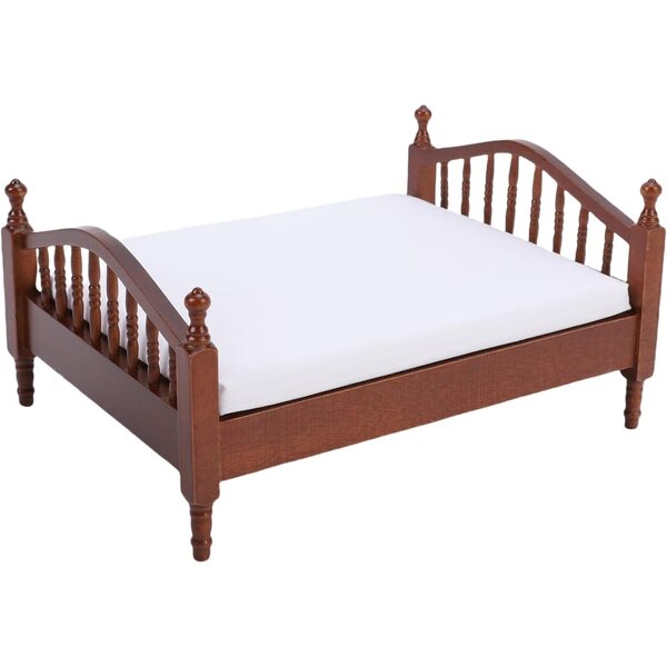 Bewinner Letto Miniatura in Legno per Casa delle Bambole Scala 1:12, Design Vintage