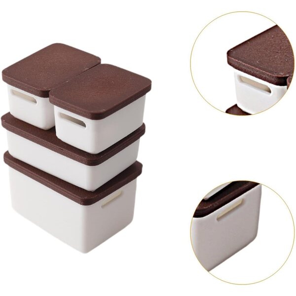 MagiDeal Set 4 Scatole Miniatura 1/12 per Casa delle Bambole Contenitori Marrone