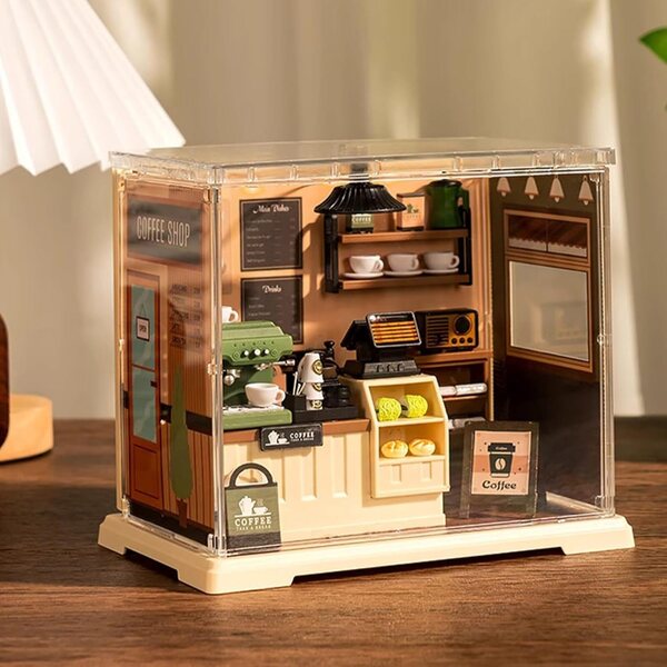 Miniatur-Haus-Set, Kaffeeküche, DIY, präzise Details, Puppenhaus