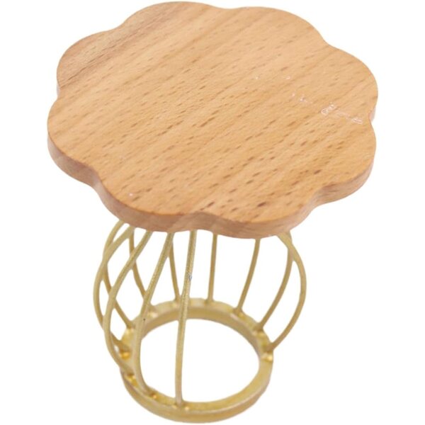 ERINGOGO Mini Tavolino Laterale Legno e Metallo per Case Bambole, Decor Miniatura