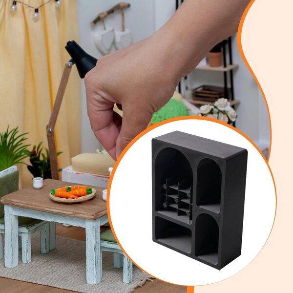Libreria Miniatura per Case delle Bambole 1/12 in PETG Nero, Senza Piedi, 3,8x2,8x9 cm