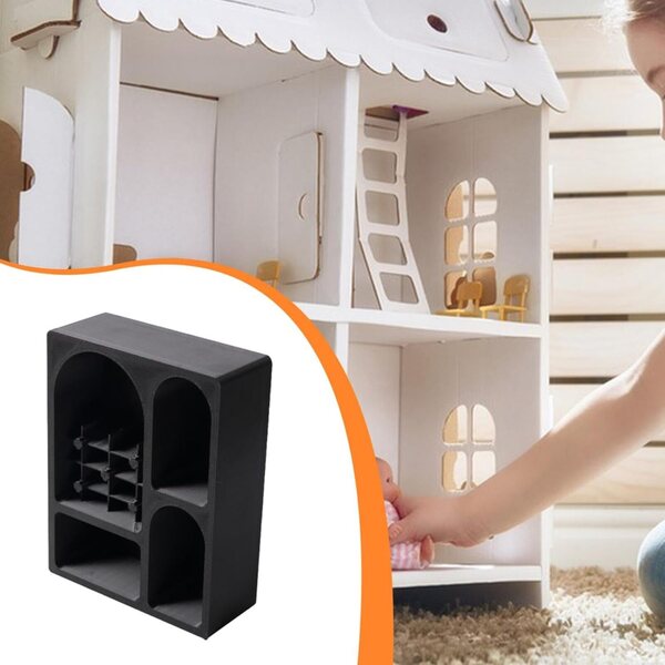 Libreria Miniatura per Case delle Bambole 1/12 in PETG Nero, Senza Piedi, 3,8x2,8x9 cm
