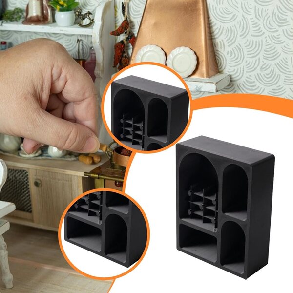 Libreria Miniatura per Case delle Bambole 1/12 in PETG Nero, Senza Piedi, 3,8x2,8x9 cm