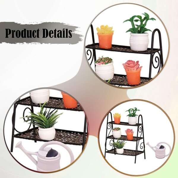 Sharplace Set Portafiori Miniatura in Metallo e PP per Case delle Bambole 1:12 Nero
