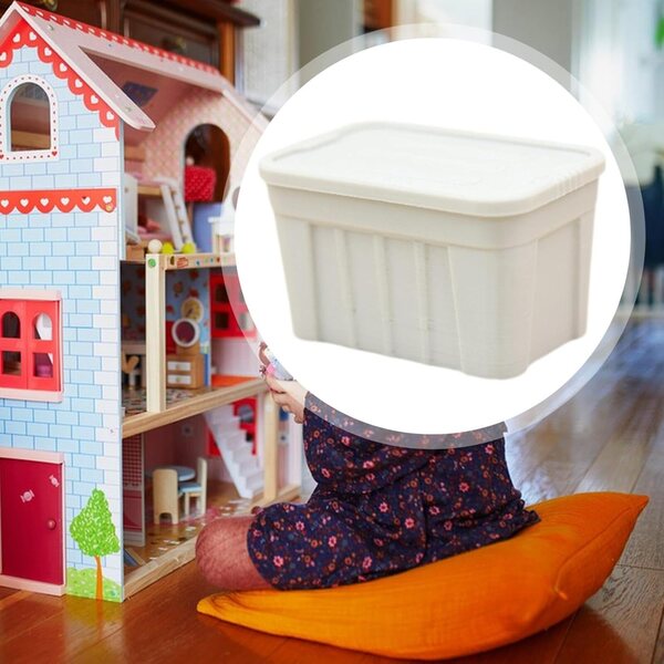 Miniatur-Spielzeugkiste für Puppenhaus 1/12 – dekoratives Accessoire, Grau