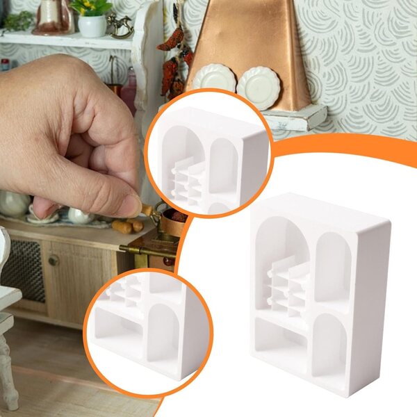 Mini-Puppenhaus-Bücherregal aus PETG für 1/12 Puppenhäuser – weißes, realistisches Design