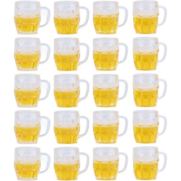 Set 20 Mini Boccali da Birra in Resina, Accessori Realistici per Case delle Bambole e Diorami