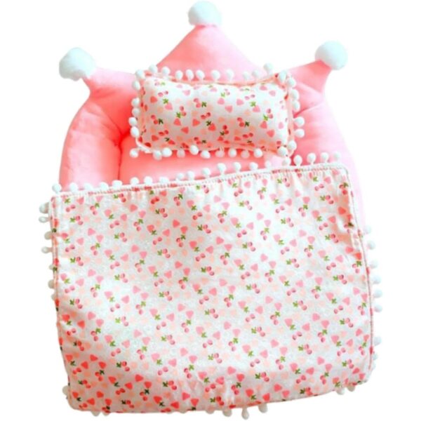 Sharplace Letto per Bambole Rosa con Peluche, Materasso, Cuscino e Trapunta