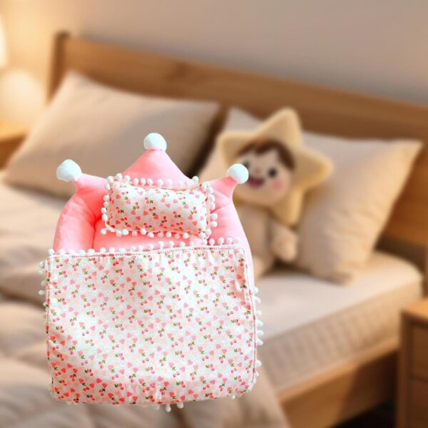 Sharplace Letto per Bambole Rosa con Peluche, Materasso, Cuscino e Trapunta