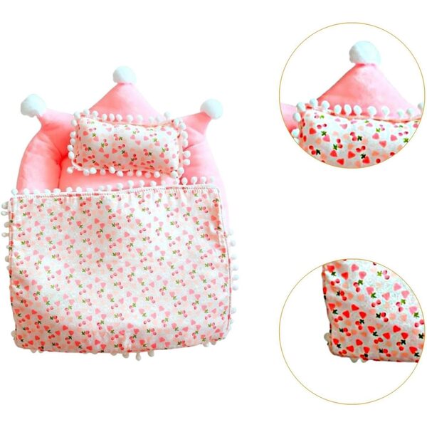 Sharplace Letto per Bambole Rosa con Peluche, Materasso, Cuscino e Trapunta