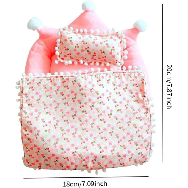 Sharplace Letto per Bambole Rosa con Peluche, Materasso, Cuscino e Trapunta